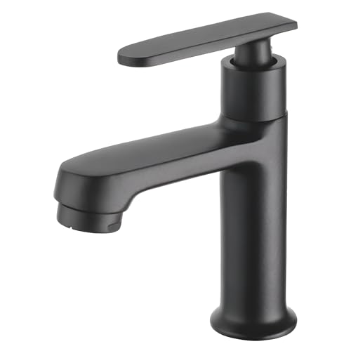 New Ware Brass Matte Black Hot & Cold Single for Home, Bathroom, Kitchen Faucet with 15 cm Tall Body Faucets Mixer Taps - Image 1