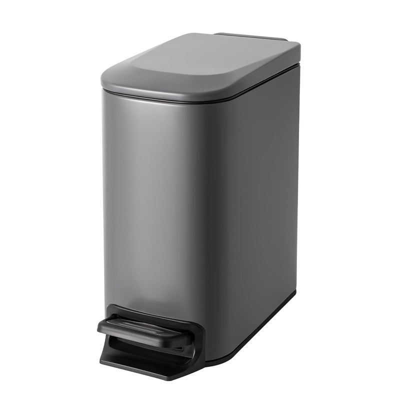 Cesun Small Bathroom Trash Can with Lid Soft Close, Step Pedal, 6 Liter / 1.6 Gallon Stainless Steel Garbage Can with Removable Inner Bucket, Anti-Fingerprint Finish (Gray) - Image 1
