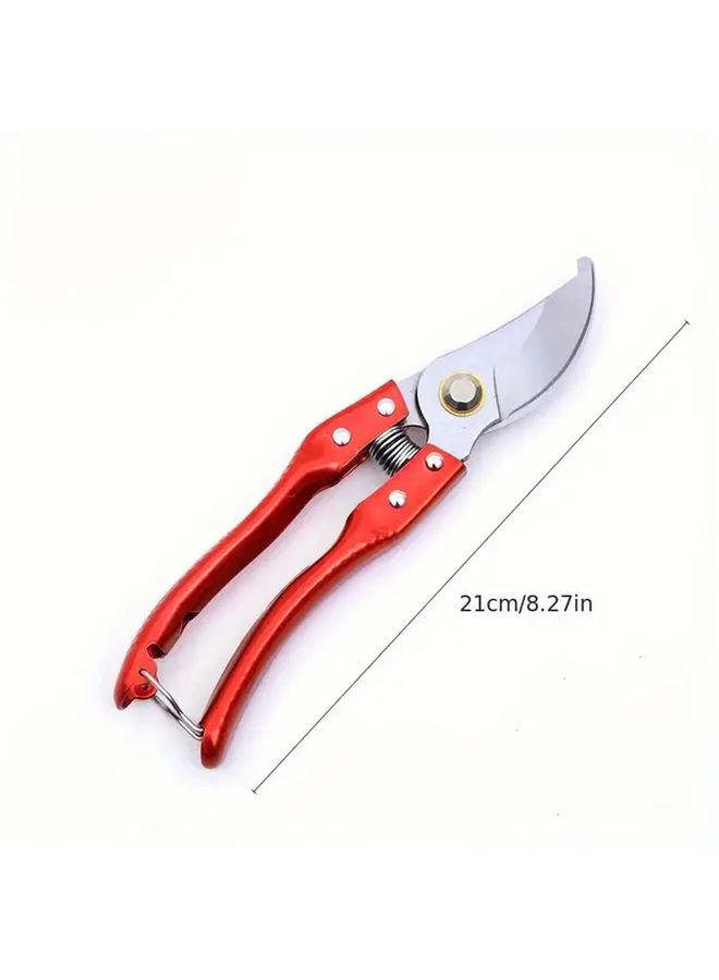 Heavy Duty Stainless Steel Pruning Shears 1pc Ergonomic Red Handle Labor Saving Manual Garden Clippers For Thick Branches Multipurpose Garden And Fruit Tree Trimming Tool - Image 3