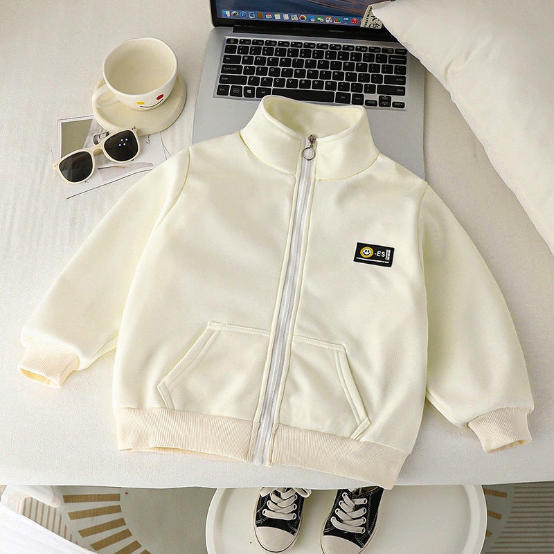 Children'S Velvet Coat Stand Collar New Boys And Girls Baseball Uniform Large Children'S Zipper Jacket Children'S Clothing - Image 5