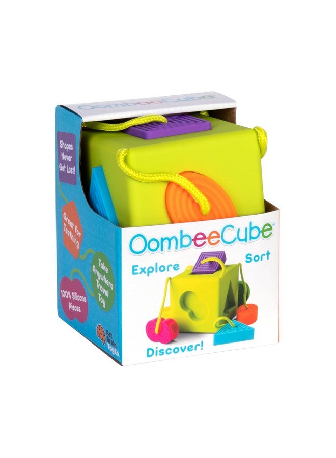 Fat Brain Toys OombeeCube, Toddler and Baby Toys 10 Months and Up, Travel-Friendly Shape Sorter with Tethered Shapes for Early Learning - Image 2