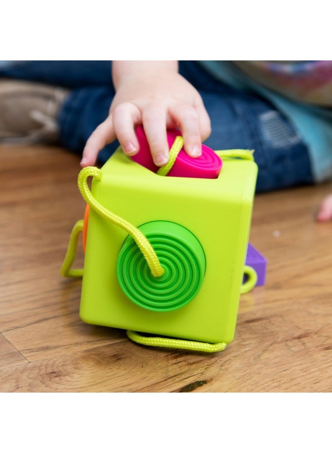 Fat Brain Toys OombeeCube, Toddler and Baby Toys 10 Months and Up, Travel-Friendly Shape Sorter with Tethered Shapes for Early Learning - Image 3
