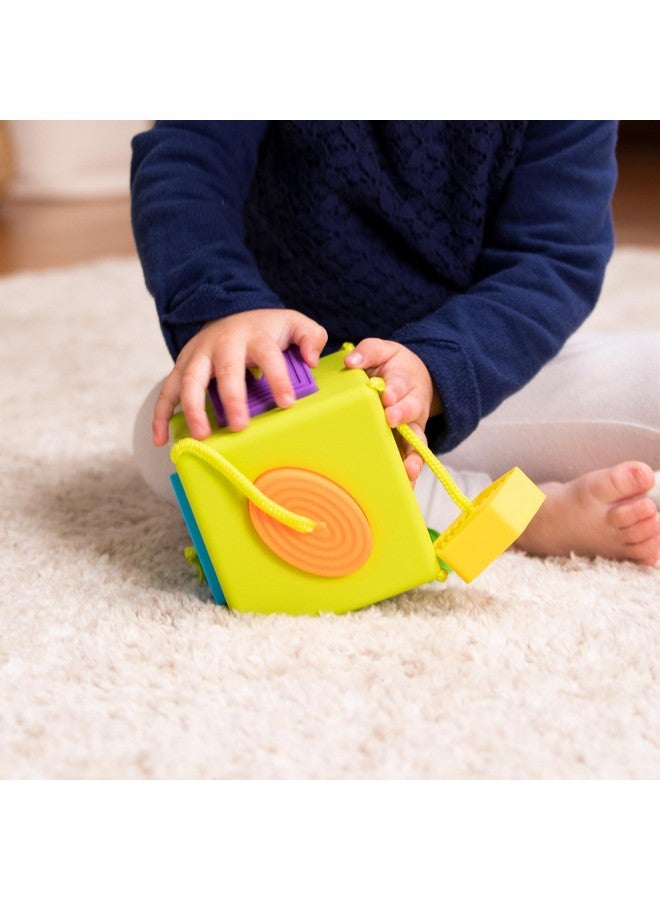 Fat Brain Toys OombeeCube, Toddler and Baby Toys 10 Months and Up, Travel-Friendly Shape Sorter with Tethered Shapes for Early Learning - Image 4