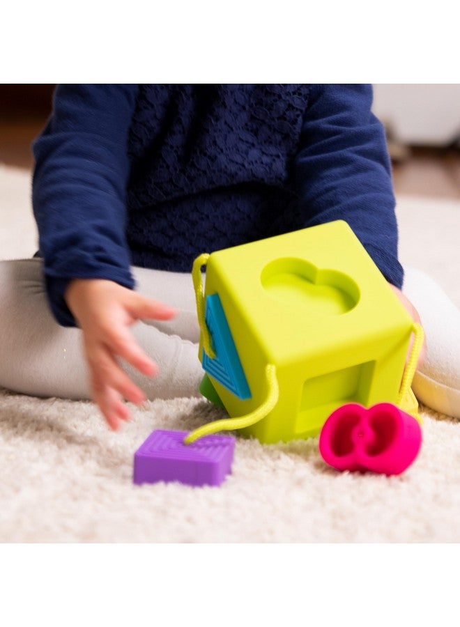 Fat Brain Toys OombeeCube, Toddler and Baby Toys 10 Months and Up, Travel-Friendly Shape Sorter with Tethered Shapes for Early Learning - Image 5