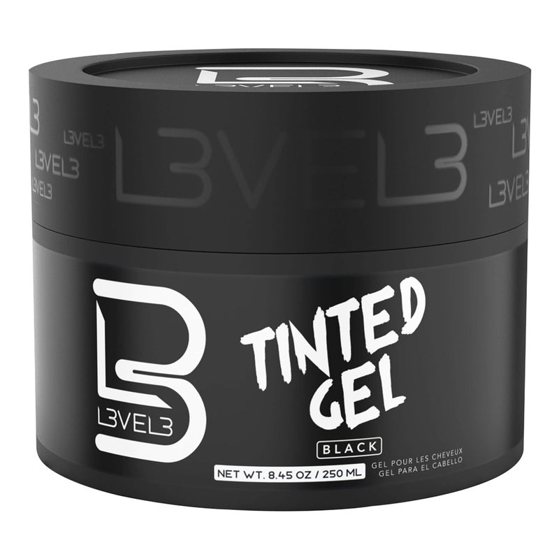 L3 Level 3 Tinted Gel Black - Temporary Black Hair Gel For Hair No Flaking and Rinses Out Easily - Level Three Strong Hold Formula - Image 1