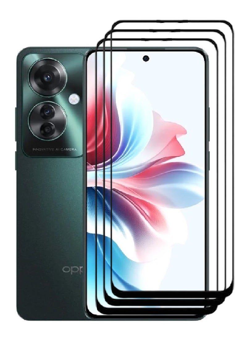 AINA 3 Pieces Tempered Glass Screen Protector 5D Designed For Oppo Reno11 F Full Glue Edge to Edge Full Screen Coverage And Bubble Free - Image 1