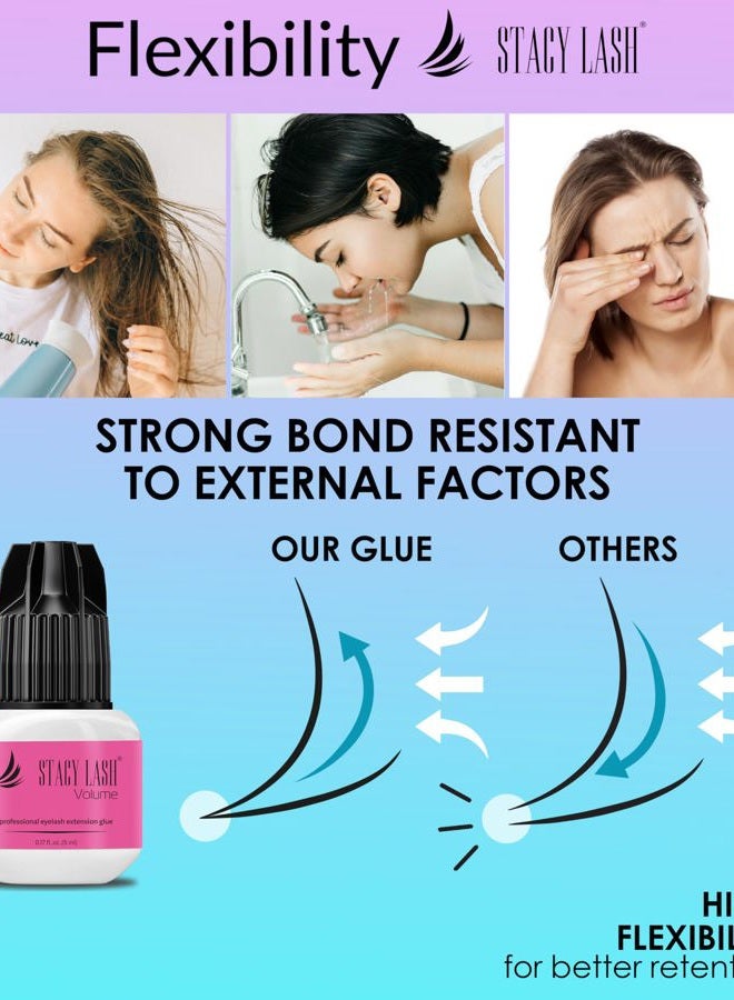 Stacy Lash Volume Eyelash Extension Glue Stacy Lash 0.17fl.oz/5ml/3-4 Sec Drying Time/Retention 6 Weeks/Black Adhesive/Professional Supplies/Pegamento de Pestañas - Image 5