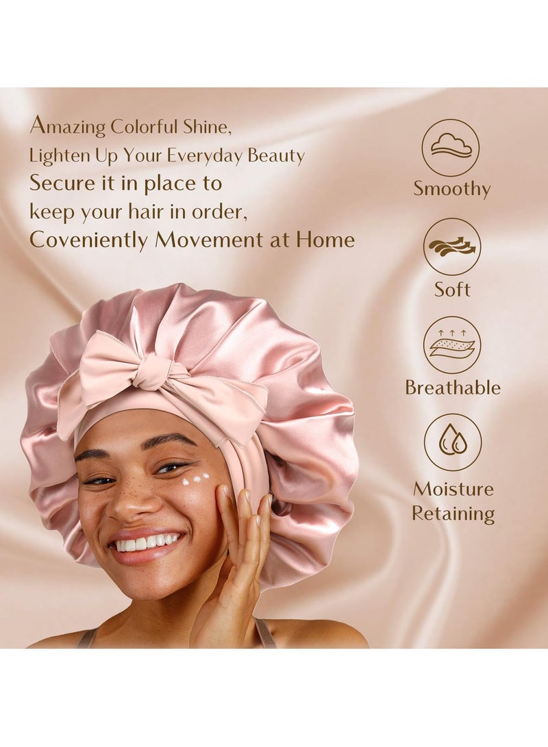 أوليس فيرس  طاقية حرير ساتان مبطنة + ربطة شعر 2 في 1 – للشعر المجعد والطبيعي – حزام قابل للتعديل للنوم وحماية الشعر - Image 3