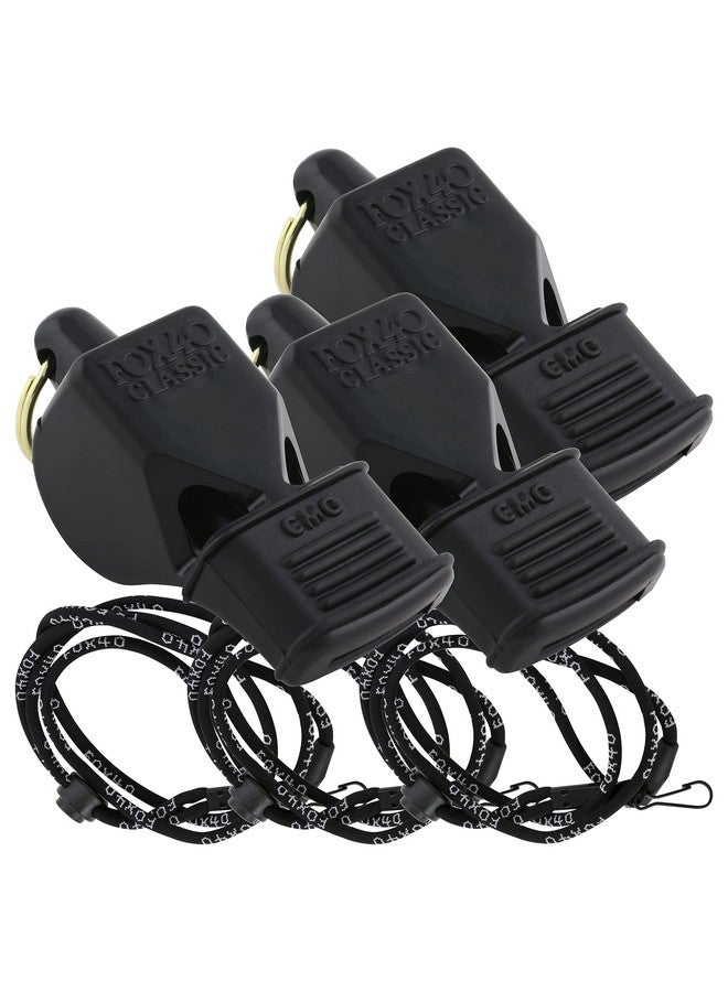 فوكس 40 صافرة فوكس 40 كلاسيك سي إم جي مع حبل قابل للانفصال، عبوة من 3 قطع (أسود) من بيلس، 100 ديسيبل، للتدريب، والإنقاذ، وتدريب الكلاب