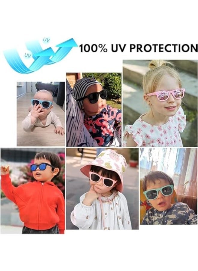 2 Pack Toddler Sunglasses Polarized, with Strap, for 2-4 Years Kids, Girls Boys Baby Glasses UV Protection - Image 2