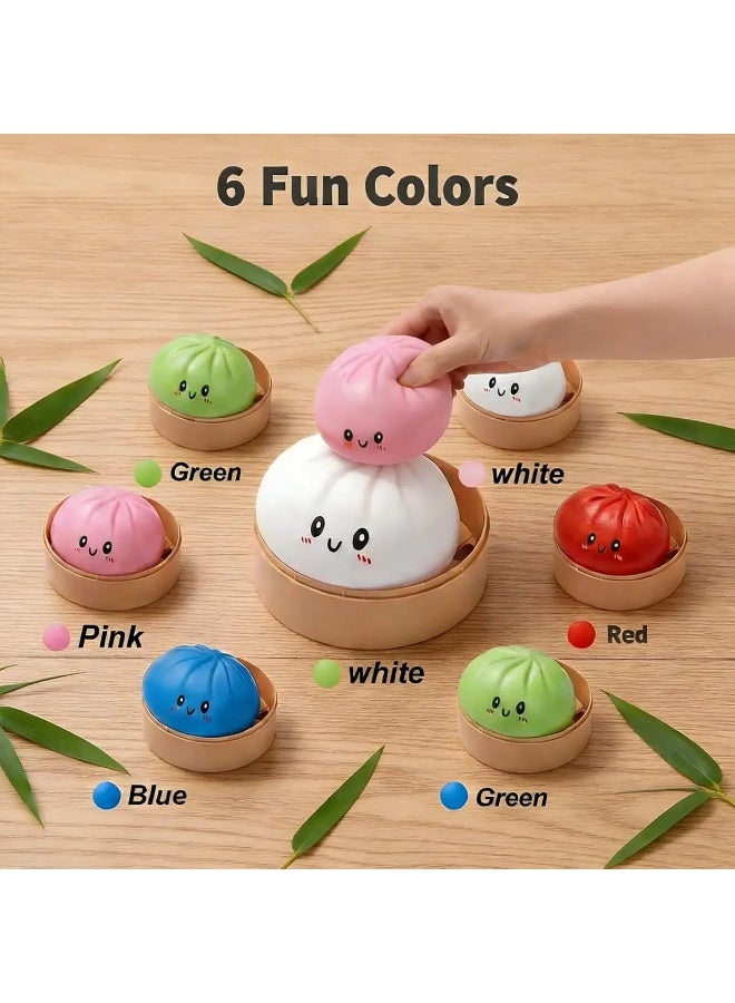 Anti-Stress Dumpling Squishy Fidget Toy - 3.15-Inch Squeeze Dough Ball for Kids & Adults - Soft Stretchy Sensory Toy for Anxiety Relief & Focus（Blue）1 Pcs - Image 4