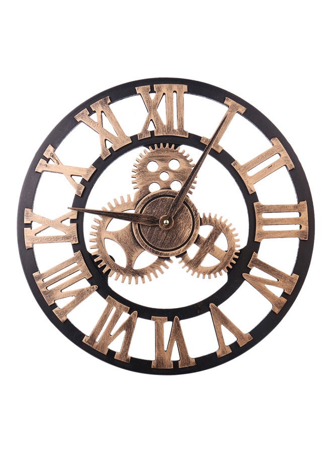 Y&D Roman Wooden Retro Gear Bell Wall Clock Black/Brown 40 x 40cm - Image 1