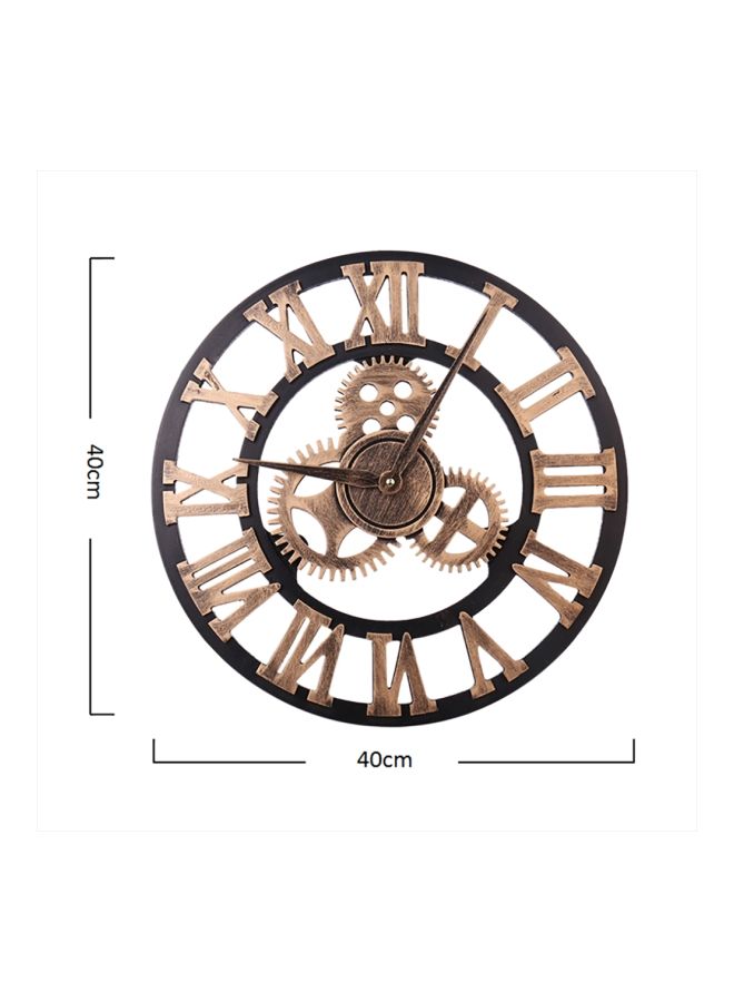 Y&D Roman Wooden Retro Gear Bell Wall Clock Black/Brown 40 x 40cm - Image 2