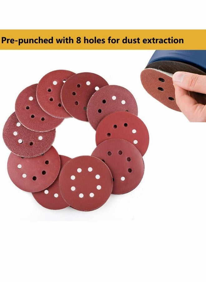 60 Pcs Sanding Discs Pads Hook and Loop Mixed Grits 125mm Sandpaper Sheet for Random Orbital Sander 8-Holes  - Image 3