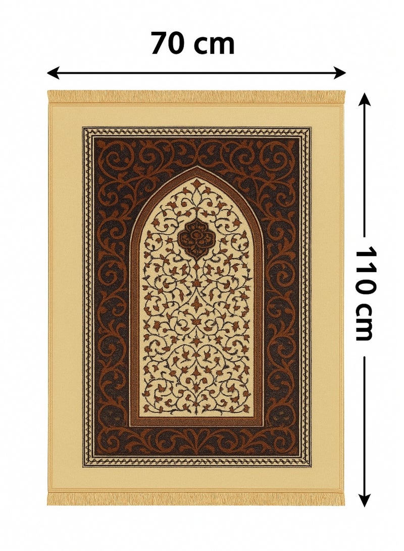 JUNI Premium Velvet Thick Prayer Mat 70×110 cm with FREE Prayer Beads (Tasbih) – Soft Padded Janamaz Musallah, Embossed Anti-Slip Base & Fringed Edges – Ideal for Daily Salah, Umrah, Hajj & Ramadan Gift - Image 4