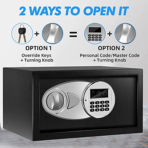 Sdstone Safe Box with Sensor Light,Hidden Safe Box with Key & Digital Lock for Home and Company. Electronic Security Safe Box Wall or Cabinet Fixed Design, 0.4 Cubic Feet - Image 2