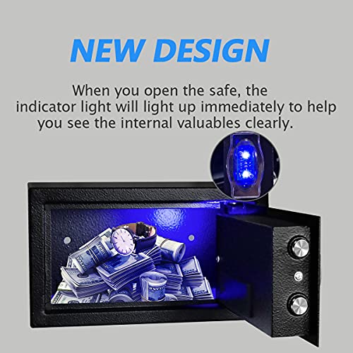 Sdstone Safe Box with Sensor Light,Hidden Safe Box with Key & Digital Lock for Home and Company. Electronic Security Safe Box Wall or Cabinet Fixed Design, 0.4 Cubic Feet - Image 5