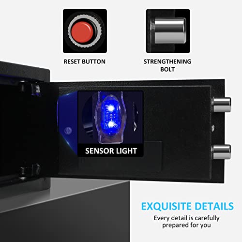 Sdstone Safe Box with Sensor Light,Hidden Safe Box with Key & Digital Lock for Home and Company. Electronic Security Safe Box Wall or Cabinet Fixed Design, 0.4 Cubic Feet - Image 3