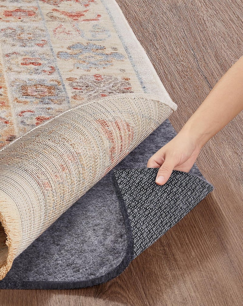 Veken Non Slip Cushioned Rug Pad Gripper 8 x 10 Ft, Felt and Silicone Backing, 1/8 inch Thick Carpet Liner for Hardwood Floors and Finishes, Under Area Rugs Anti Skid Mat, Keep Rugs Safe and in Place - Image 1