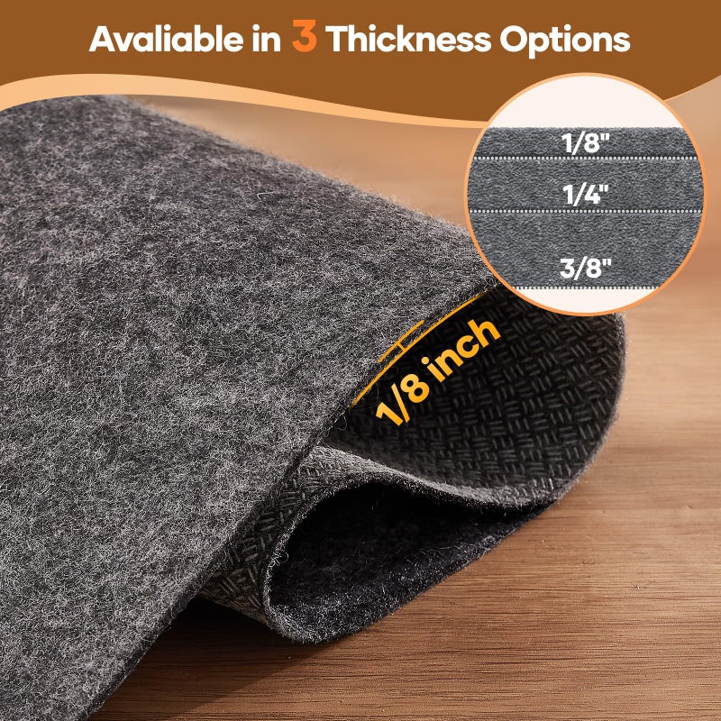 Veken Non Slip Cushioned Rug Pad Gripper 8 x 10 Ft, Felt and Silicone Backing, 1/8 inch Thick Carpet Liner for Hardwood Floors and Finishes, Under Area Rugs Anti Skid Mat, Keep Rugs Safe and in Place - Image 4
