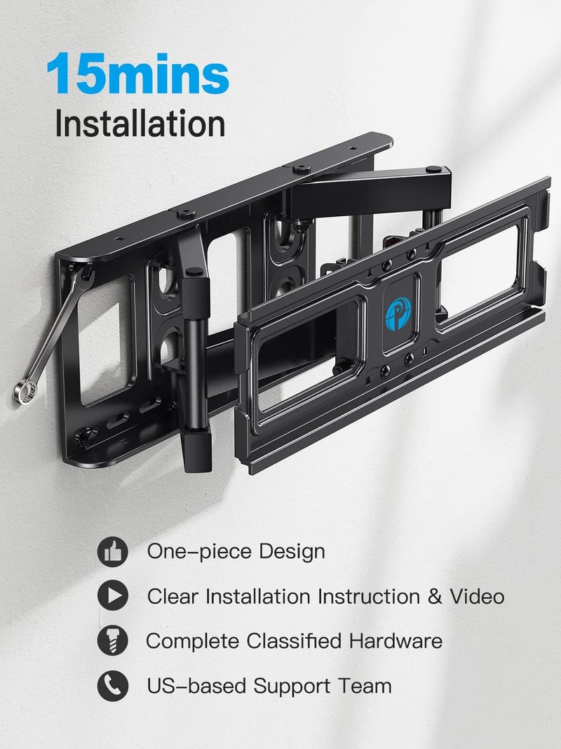 Pipishell TV Wall Mount for 26-74 inch LED LCD OLED 4K TVs up to 99lbs, Full Motion TV Mount Bracket Articulating Swivel Extension Tilting Leveling Max VESA 400x400mm, Fits 12/16 Inch Wood Studs - Image 5
