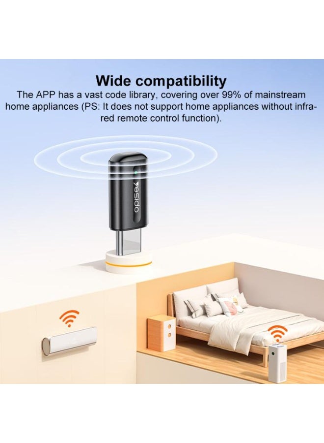 يسيدو جهاز تحكم عن بُعد ذكي يسيدو EC26C من النوع C للهواتف المحمولة يعمل بالأشعة تحت الحمراء (أسود) - Image 4