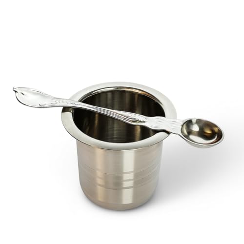 MAYAPURI 100% Stainless Steel Panch Patra with Achmani Pali for All Pooja | Standard Size Pooja Patra Set for Daily Rituals & Festivals - Image 1