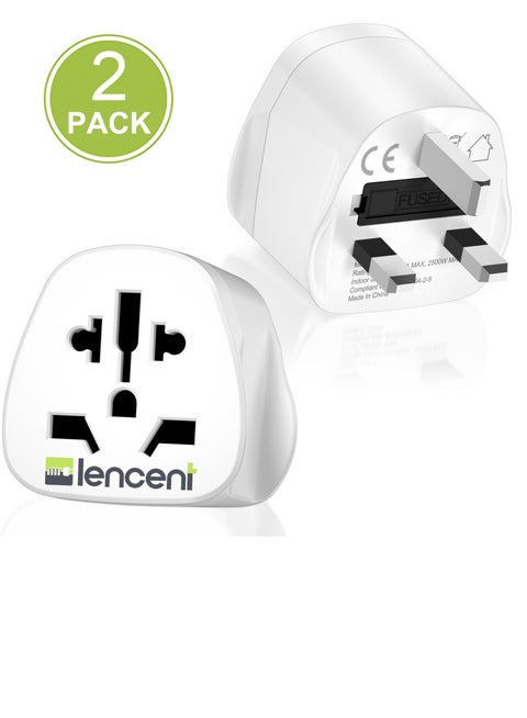 2X World to UK Travel Adapter, Visitor from USA/Europe/China/Australia to 3 Pin UK Adapter Plug, USA to UK Adapter/China/AU to UK adapter