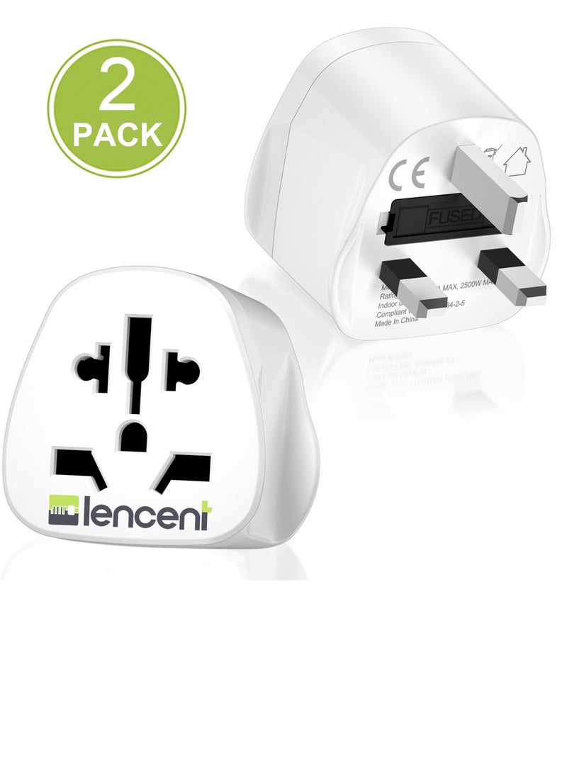 Lencent - 2X World to UK Travel Adapter, Visitor from USA/Europe/China/Australia to 3 Pin UK Adapter Plug, USA to UK Adapter/China/AU to UK adapter - Image 1