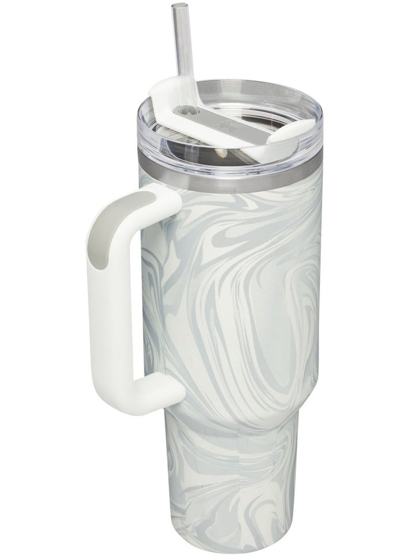 Stanley Quencher H2.0 FlowState Stainless Steel Tumbler – 40 oz with Straw, Vacuum Insulated, Rose Quartz Swirl - Image 2