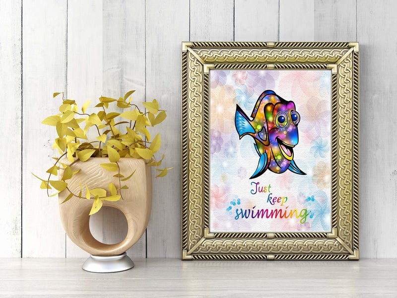 Uhomate Dory Finding Nemo Home Canvas Prints Wall Art Inspirational Quotes Wall Decor Living Room Bedroom Bathroom Artwork C020 (8X10) - Image 2