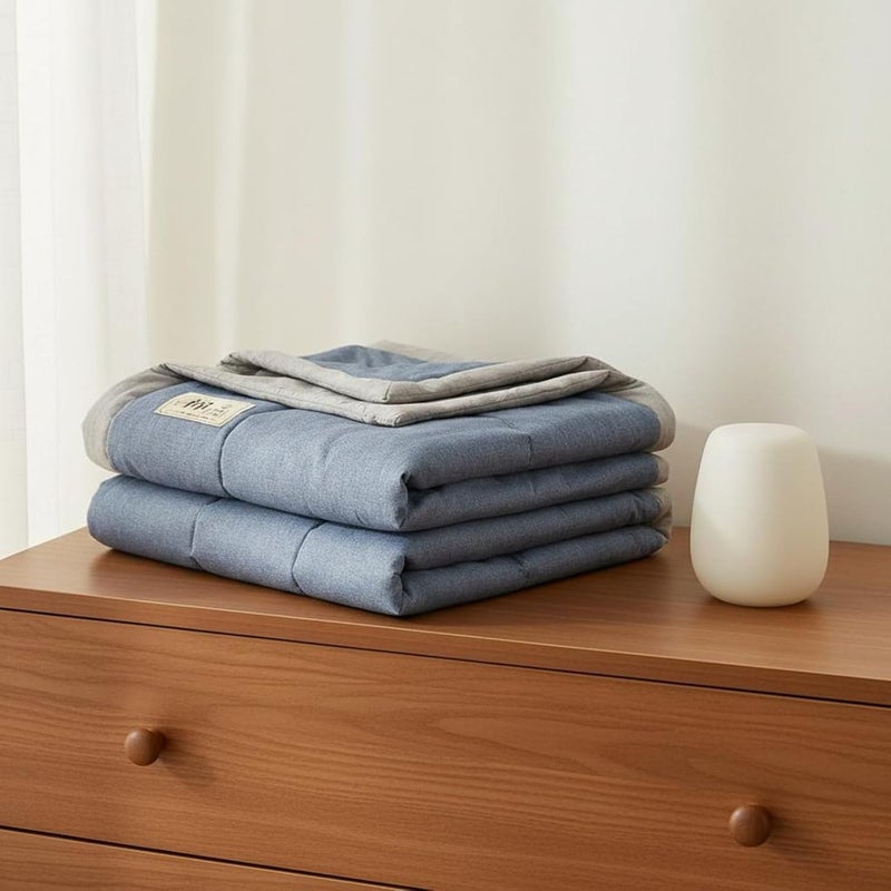 Gralara Quilt Breathable Summer Blanket Absorbing Washable Summer Comforter for Parents, Infants, 220x240cm, Two-Tone Light Blue - Image 3