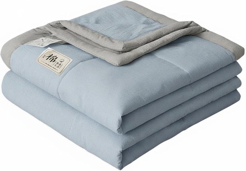 Gralara Quilt Breathable Summer Blanket Absorbing Washable Summer Comforter for Parents, Infants, 220x240cm, Two-Tone Light Blue - Image 1