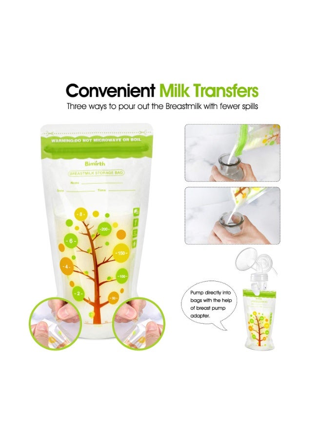 Bimirth Breastmilk Storage Bags, 112 Count BPA Free Convenient Milk Storage Bags for Breastfeeding, 8oz/235ml, 2 Easy Pouring Spouts & Self-Standing Design - Image 2