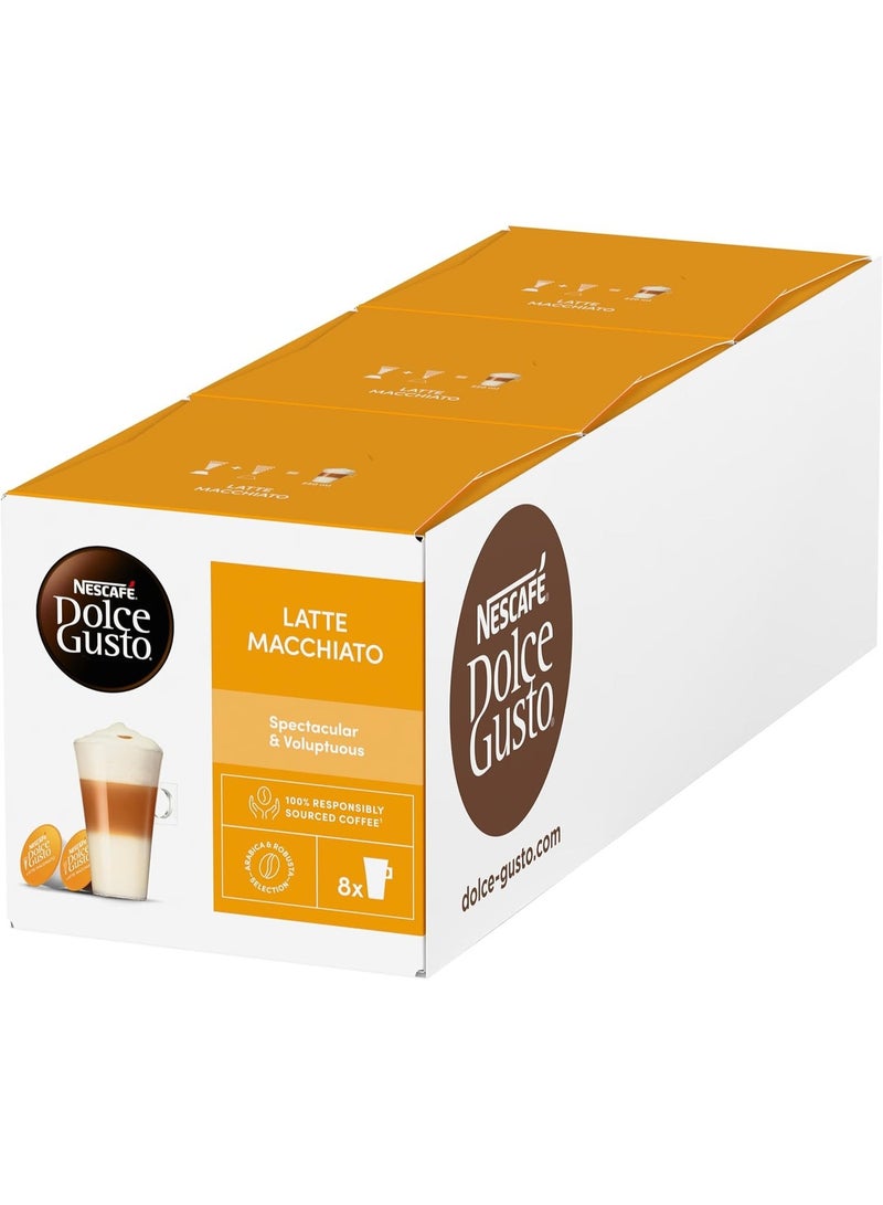 Dolce Gusto Latte Macchiato 16 Coffee Capsules Pack of 3 Latte Macchiato 549.6grams Pack of 3