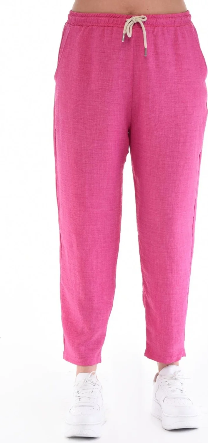سيدي دينيم Women's Plus Size Synthetic Linen High Waist Elastic Skinny Leg Mom Pants C611
