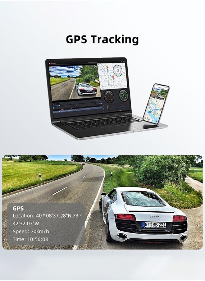 Digisand - 4k Front and Rear WiFi GPS Car Camera for Parking Mode, Car DVR for Night Vision, Car Recorder, App Control，Free 64GB SD Card，G-Sensor - Image 1