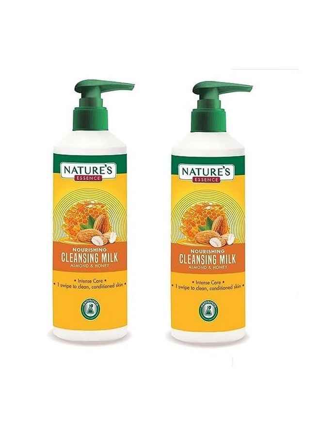 نيتشرز إيسنس حليب التنظيف المغذي باللوز والعسل 400 مل (عبوة من قطعتين) للعناية المكثفة، تركيبة مغذية لا تسبب الجفاف