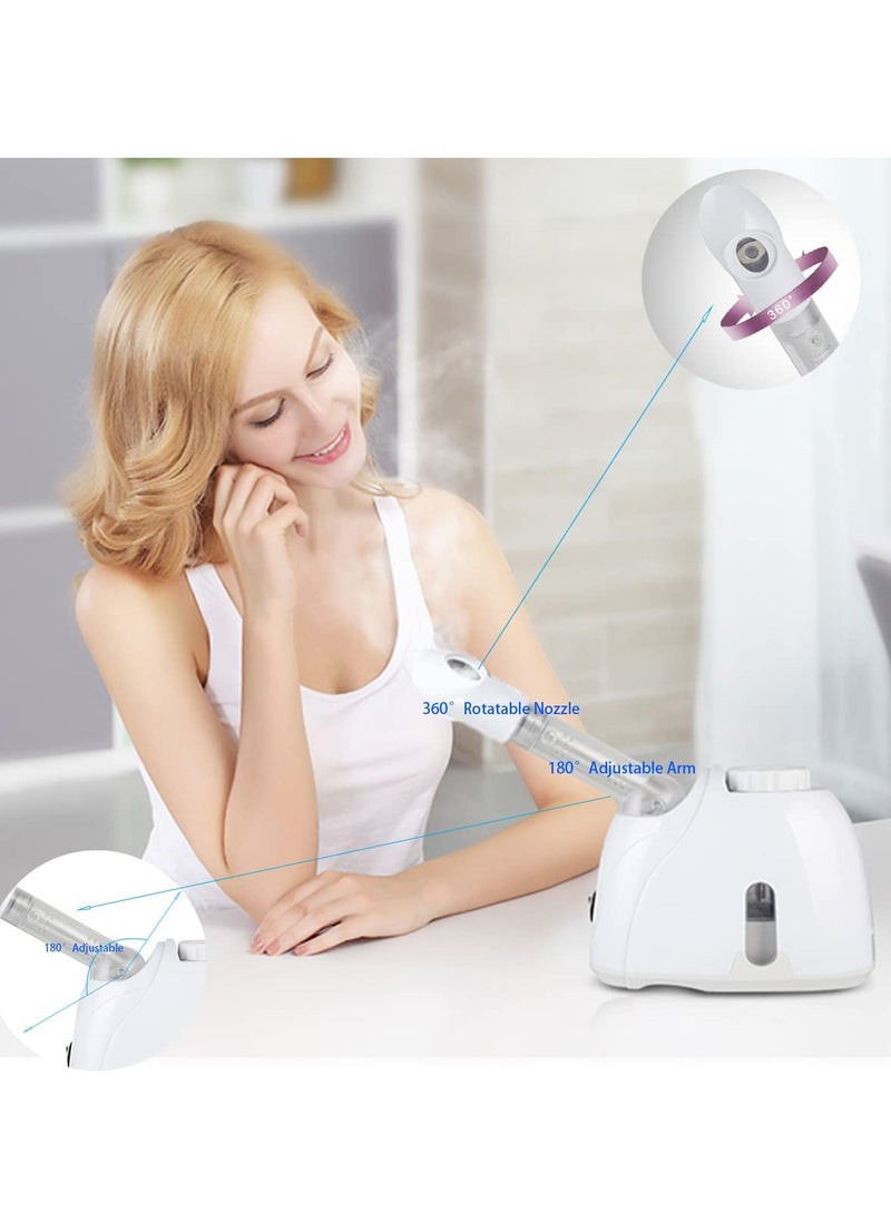 Arabest Professional Facial Steamer Facial Steamer with 360° Rotating Nozzle Sprayer Extendable Arm & Adjustable Nozzle for Sinuses Moisturizing Unclogs Pores or deep Cleaning Skin at Home or Salon, White  - Image 3