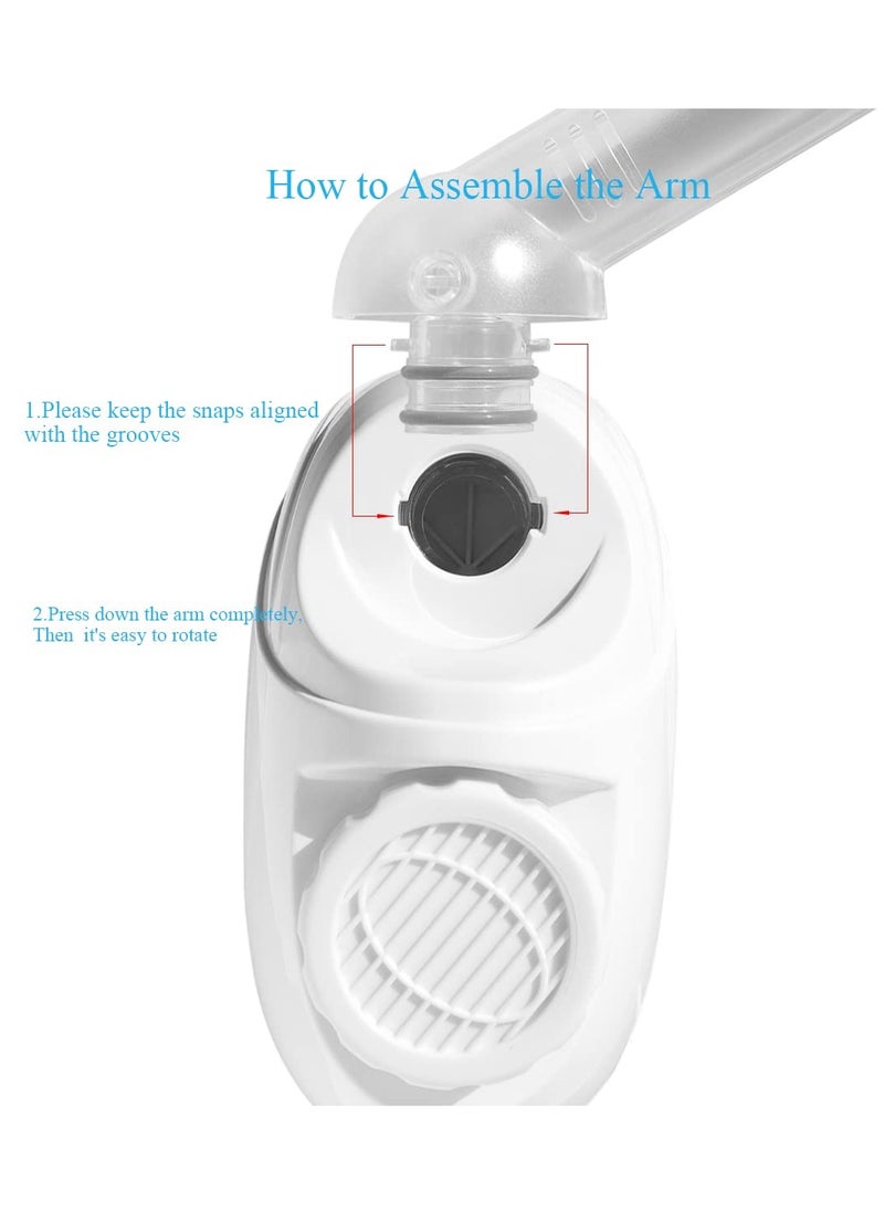 Arabest Professional Facial Steamer Facial Steamer with 360° Rotating Nozzle Sprayer Extendable Arm & Adjustable Nozzle for Sinuses Moisturizing Unclogs Pores or deep Cleaning Skin at Home or Salon, White  - Image 4