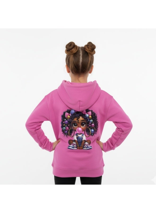 سيزار هودي بناتي مزود بغطاء للرأس وطباعات علي الضهر والصدر - Image 2