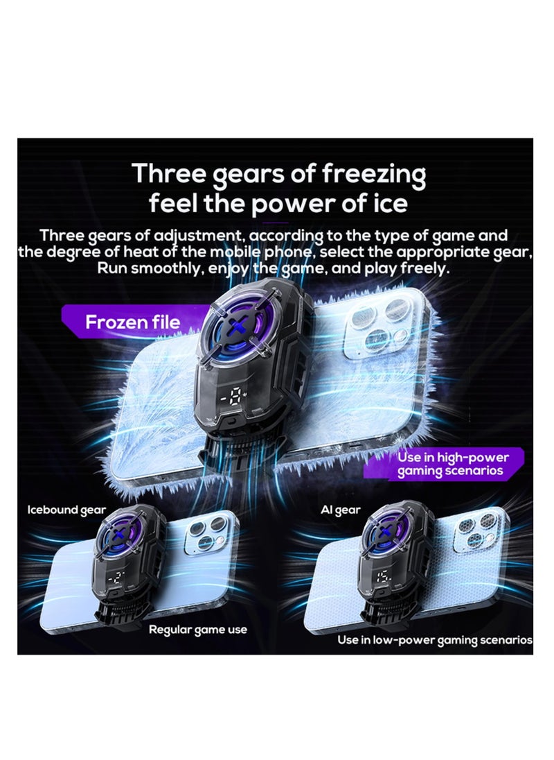 SYOSI - Cell Phone Cooler Fun Cooler DL16 27W Semiconductor Heatsink Cooling Pad with LED Temperature Display Intelligent Controls Fan Speed Settings PUGB Gaming Universal for 2.83-3.66 inches iOS Android - Image 1