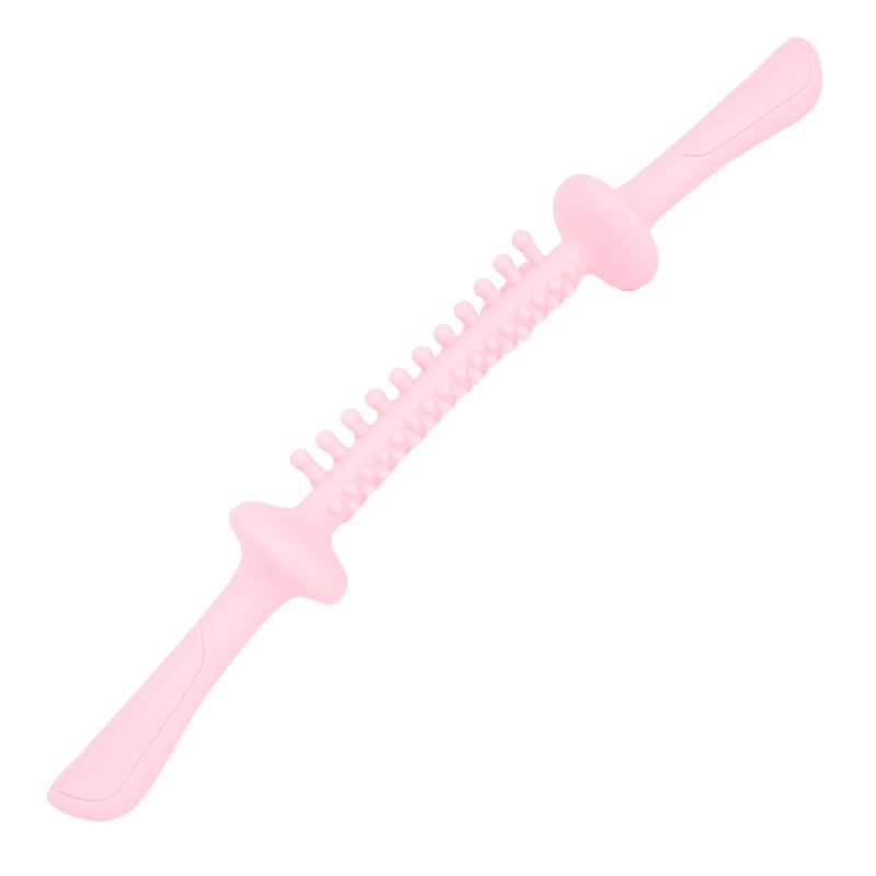 Bendable Muscle Stick Soft TPR Non Slip Long Handle Roller Massage Stick for Legs Arms Pink - Image 5