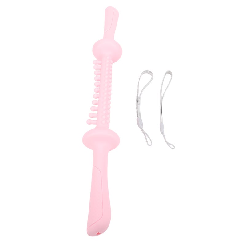 Bendable Muscle Stick Soft TPR Non Slip Long Handle Roller Massage Stick for Legs Arms Pink - Image 1