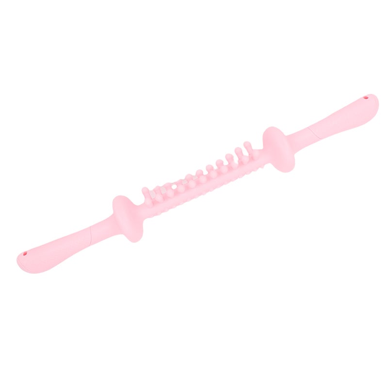 Bendable Muscle Stick Soft TPR Non Slip Long Handle Roller Massage Stick for Legs Arms Pink - Image 2