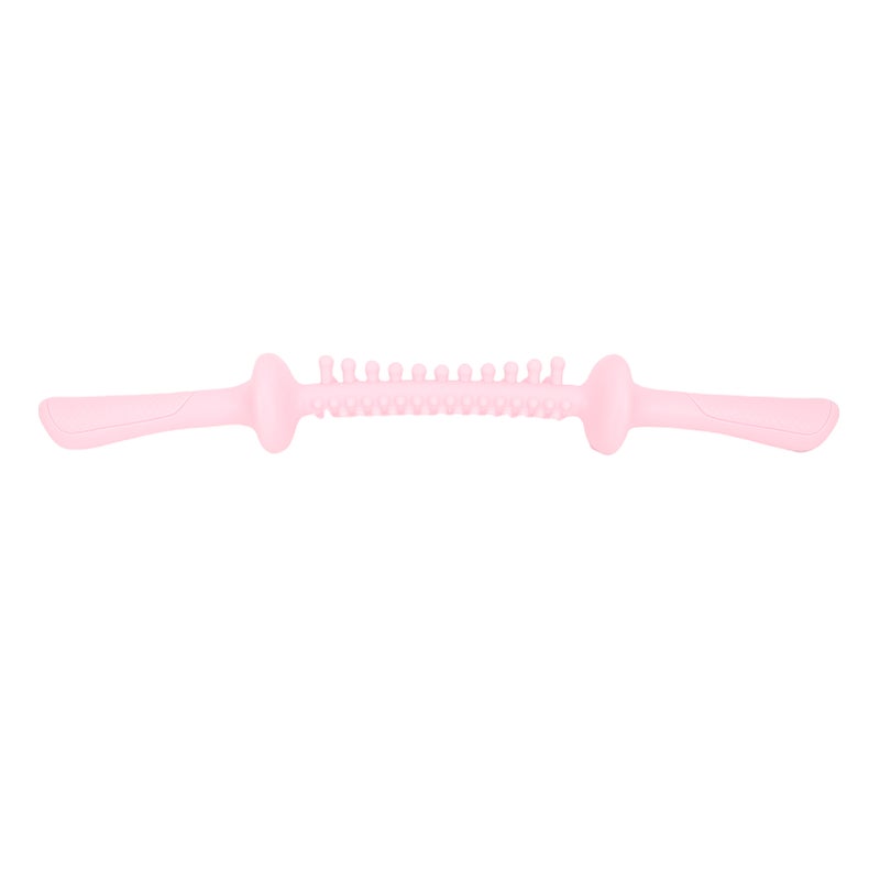 Bendable Muscle Stick Soft TPR Non Slip Long Handle Roller Massage Stick for Legs Arms Pink - Image 4