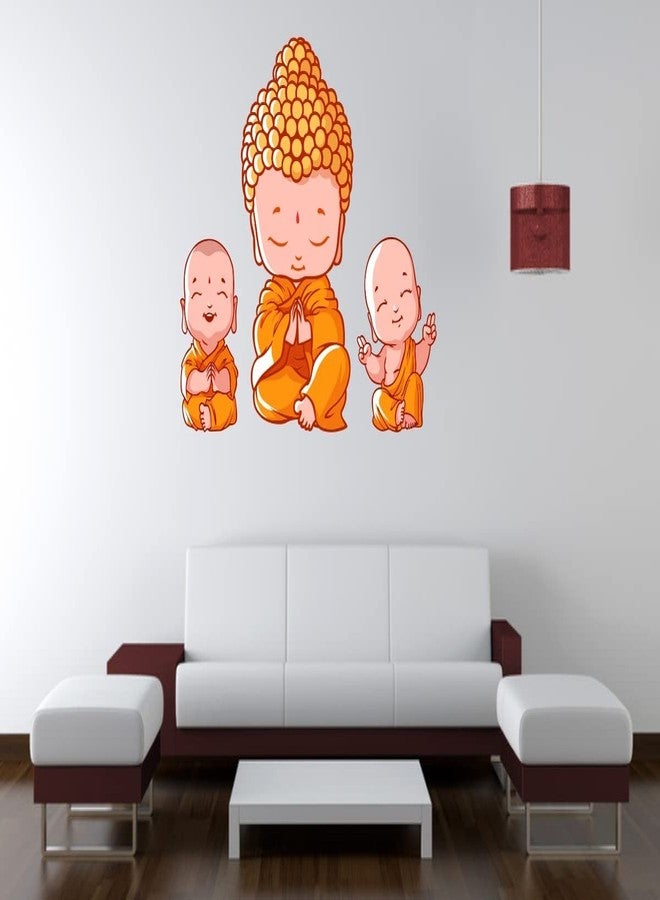 Sky Flying 3 Baby Bhddha Monk Wall Sticker for Living Room, Bed Room, Kids Room (Multicolor, Size- 41Cm X 78Cm) - Image 4