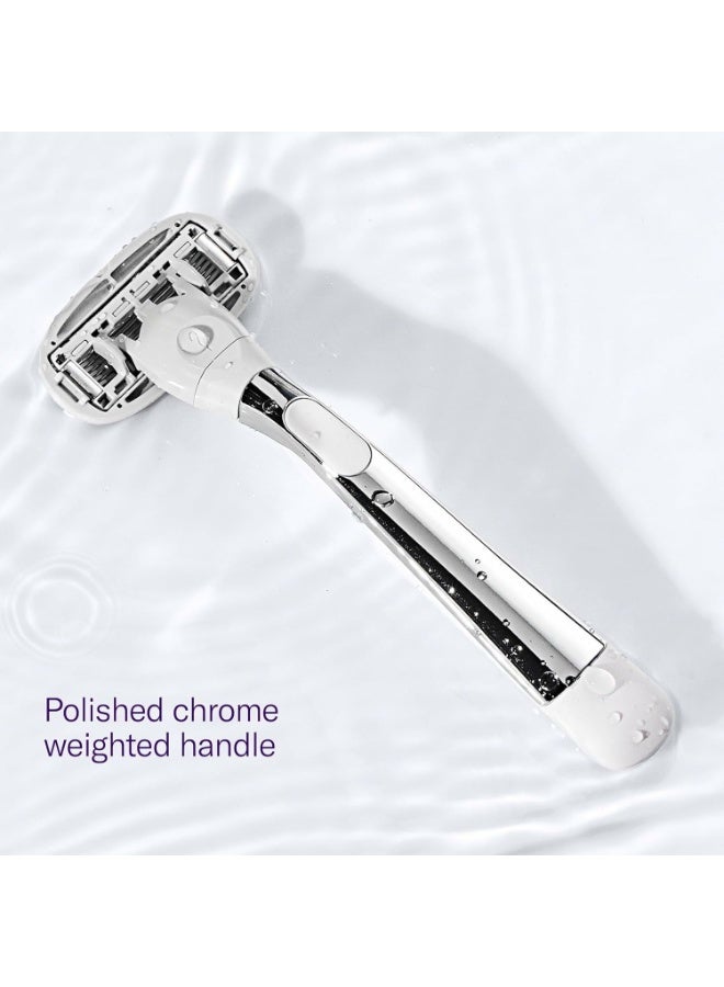 Flamingo 1 Women's Razor Handle (Chrome), 4 Razor Five-Blade Refills and 1 Shower Holder - Image 5