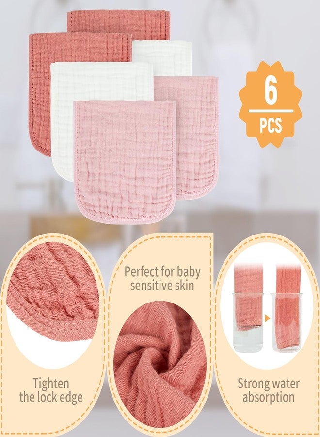 MIGIOL Baby Burp Cloth 100% Cotton Newborn Cotton Muslin Burp Cloth 10x20 inches (White & Pink 6 Pieces) - Image 4