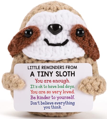 MBL Graduation Inspirational Gifts for Women Little Reminders Birthday Emotional Cheer Support Stress Relief Crochet Sloth Grad Gift for College Students Nurses Week Teacher Her Him Coworker Friend - Image 1